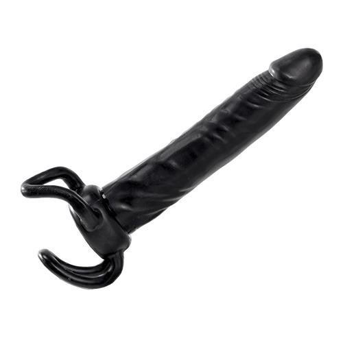 Чёрная насадка-фаллос для двойного проникновения INFLATABLE DILDO SLIM DONG  - 13,5 см. - Toyz4lovers - в Тольятти купить с доставкой