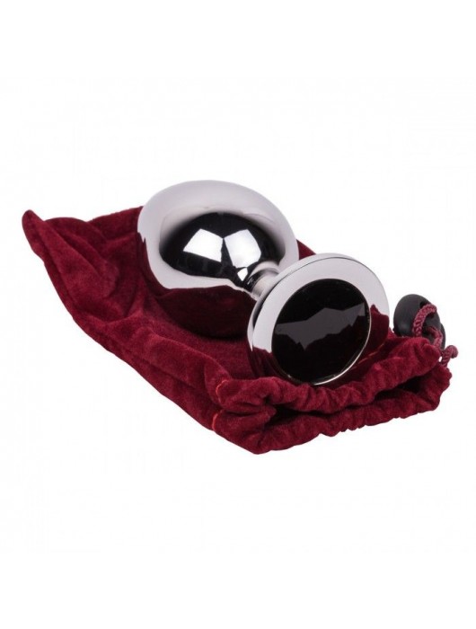 Большой стальной плаг с черным кристаллом Black Rave - 9,5 см. - Erotic Fantasy - купить с доставкой в Тольятти