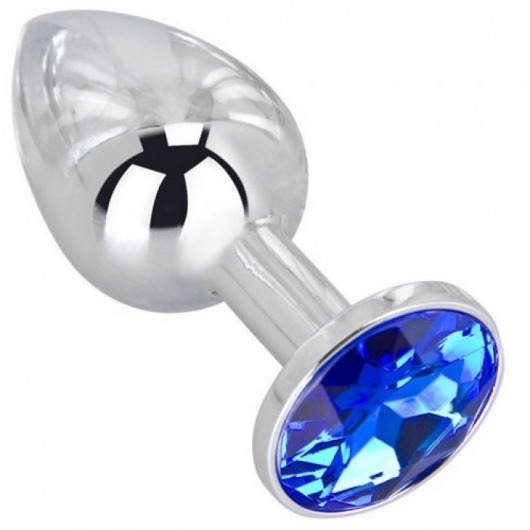 Анальное украшение BUTT PLUG  Small с синим кристаллом - 7 см. - Anal Jewelry Plug - купить с доставкой в Тольятти