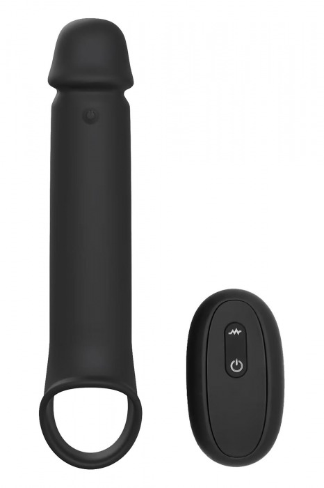 Черная насадка-удлинитель с вибрацией Vibrating Extender With Remote - Dream Toys - в Тольятти купить с доставкой