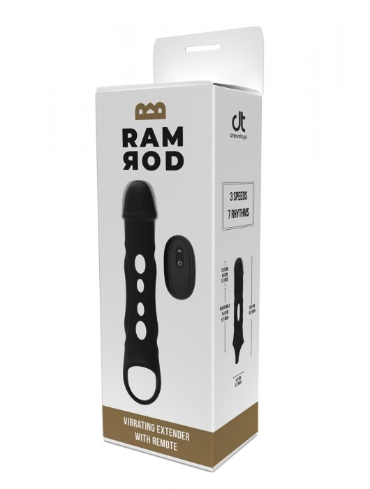 Черная насадка-удлинитель Vibrating Extender With Remote с вибрацией - Dream Toys - в Тольятти купить с доставкой