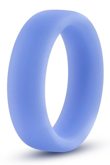 Голубое люминесцентное кольцо Silicone Glo Cock Ring - Blush Novelties - в Тольятти купить с доставкой