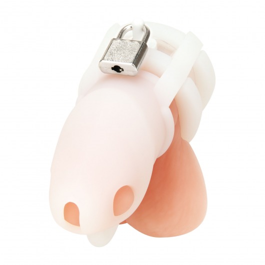 Белая клетка для пениса Silicone Small 2 in Cock Cage With Ball Divider - BlueLine - купить с доставкой в Тольятти