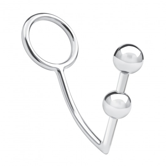 Кольцо на пенис с анальным стимулятором Two Bead Stainless Steel Anal Hook   Cock Ring - BlueLine - в Тольятти купить с доставкой