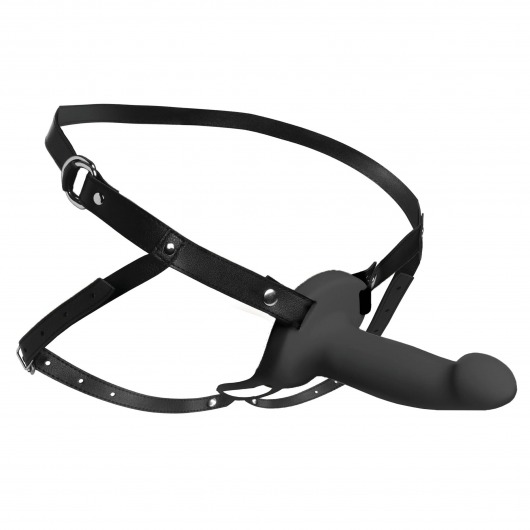 Черный полый страпон с вибрацией 2’’ Erection 28X Smooth Vibrating Silicone Penis Sheath - XR Brands - купить с доставкой в Тольятти