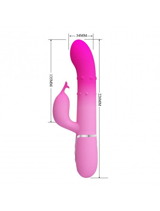 Розовый вибратор-кролик с вращающимися бусинами Shima - 22,6 см. - Baile