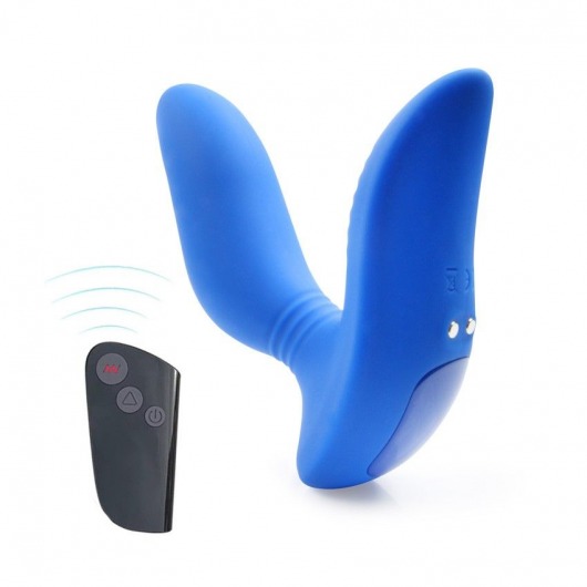 Синий вибромассажер простаты 3,5’’ Remote Control Curve P-spot Massager - 12 см. - Erokay - в Тольятти купить с доставкой