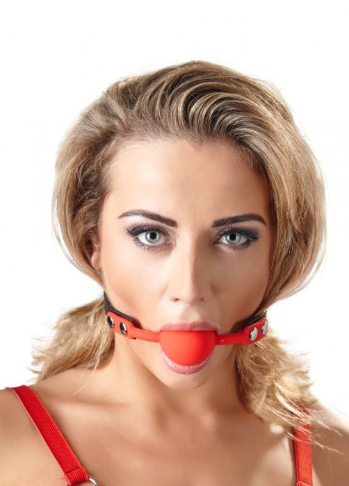 Силиконовый кляп-шар на чёрных ремешках Red Gag silicone - Orion - купить с доставкой в Тольятти