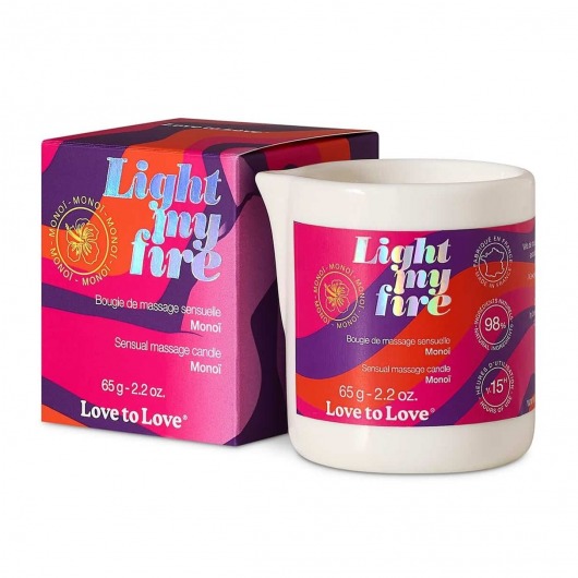 Массажная свеча Light My Fire с ароматом моной - 80 мл. - Love to Love - купить с доставкой в Тольятти