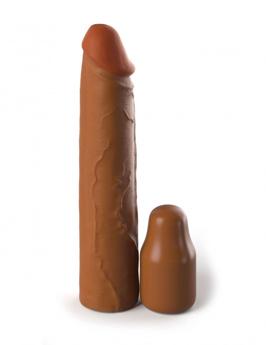 Коричневая насадка на член 2  Silicone X-tension - 20,3 см. - Pipedream - в Тольятти купить с доставкой