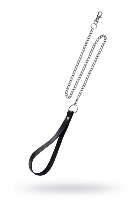Поводок с ручкой из черной натуральной кожи и карабином для ошейника - Pecado - купить с доставкой в Тольятти