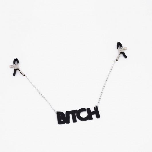 Зажимы на соски с кожаной подвеской Bitch - Crazy Handmade - купить с доставкой в Тольятти