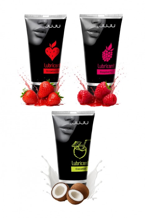 Набор из 3 съедобных лубрикантов JUJU (клубника, малина, кокос) - JuJu - купить с доставкой в Тольятти
