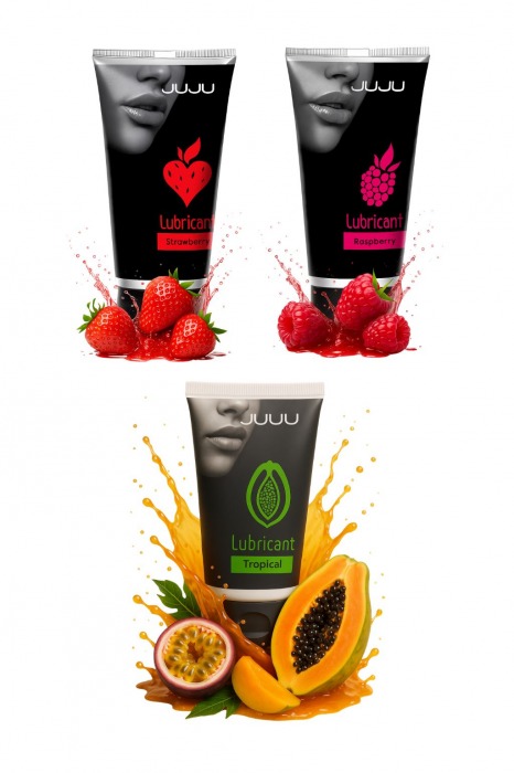 Набор из 3 съедобных лубрикантов JUJU (клубника, малина, тропические фрукты) - JuJu - купить с доставкой в Тольятти