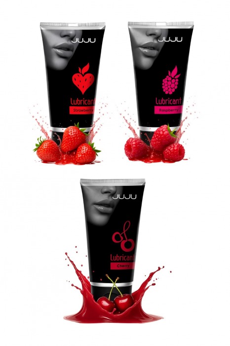 Набор из 3 съедобных лубрикантов JUJU (клубника, малина, вишня) - JuJu - купить с доставкой в Тольятти