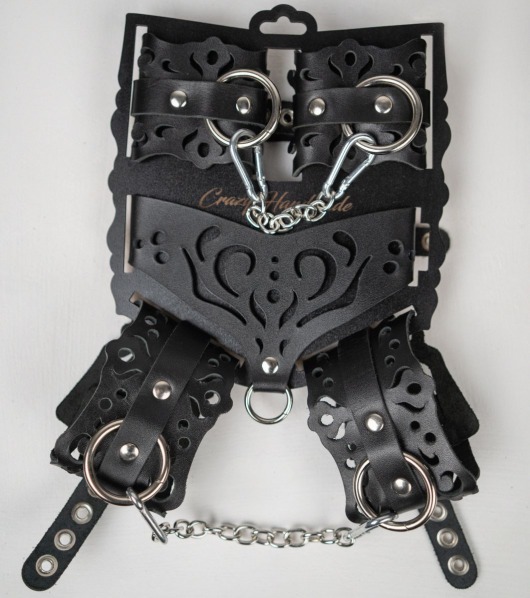 Черный ажурный кожаный набор фиксаций - Crazy Handmade - купить с доставкой в Тольятти