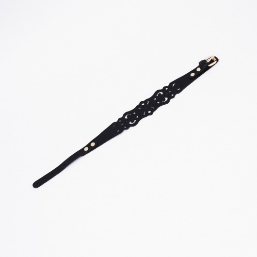 Черный ажурный чокер с золотистой фурнитурой - Crazy Handmade - купить с доставкой в Тольятти