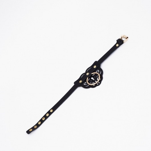 Черный чокер с клепками и золотистой фурнитурой - Crazy Handmade - купить с доставкой в Тольятти