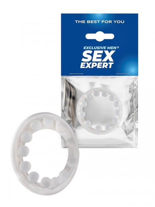 Эрекционное кольцо со стимулирующими шариками на поверхности - Sex Expert - в Тольятти купить с доставкой