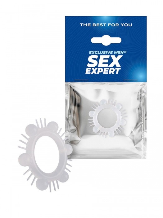 Эластичное эрекционное кольцо с шипиками и шариками - Sex Expert - в Тольятти купить с доставкой