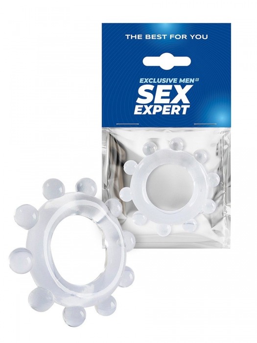 Прозрачное эрекционное кольцо со стимулирующими шариками - Sex Expert - в Тольятти купить с доставкой