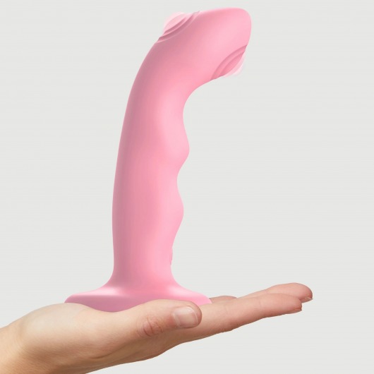 Розовая насадка-стимулятор Strap-On-Me Tapping Dildo Wave - Strap-on-me - купить с доставкой в Тольятти
