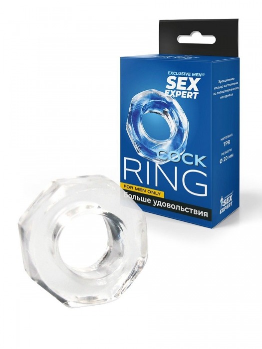 Прозрачное эрекционное кольцо в форме гайки - Sex Expert - в Тольятти купить с доставкой