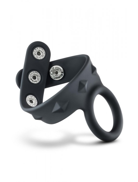 Черное эрекционное кольцо с подхватом мошонки на кнопках VS6 - Blush Novelties - в Тольятти купить с доставкой