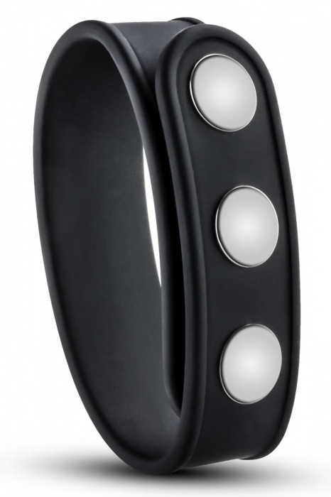 Черное эрекционное кольцо на кнопках - Blush Novelties - в Тольятти купить с доставкой