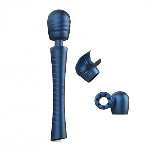 Синий вибромассажёр с насадками Man.wand Edgy - Manwan - в Тольятти купить с доставкой