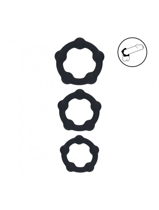 Набор из 3 эрекционных колец Beaded Silicone Cockring Set - Shots Media BV - в Тольятти купить с доставкой