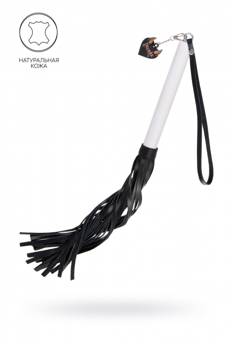 Плеть с белой рукоятью и чёрными хлыстами - 50 см. - Pecado - купить с доставкой в Тольятти