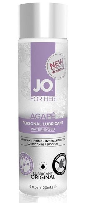 Женский лубрикант на водной основе JO AGAPE LUBRICANT ORIGINAL - 120 мл. - System JO - купить с доставкой в Тольятти