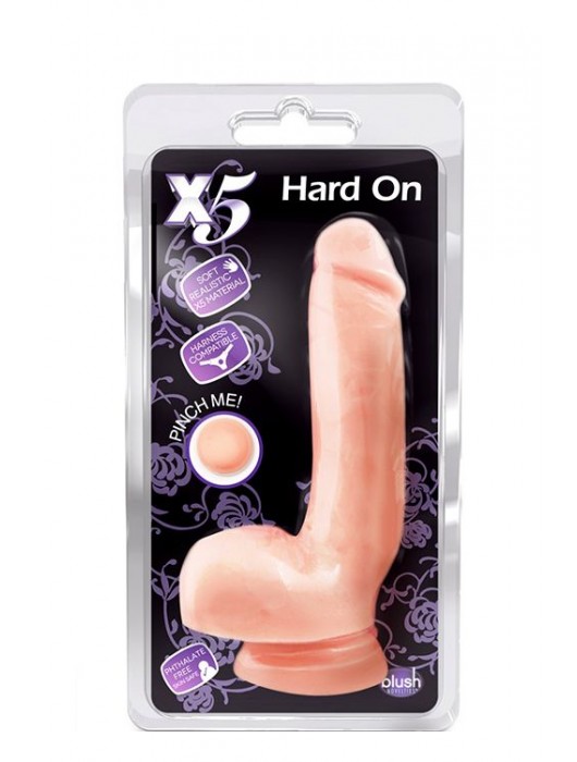 Реалистичный фаллоимитатор с присоской X5 HARD ON BEIGE - 22,2 см. - Blush Novelties