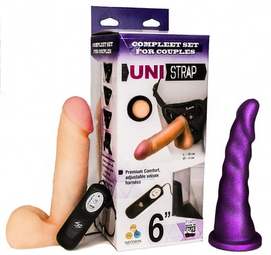 Вибрострапон с двумя насадками UniStrap - 18 и 18 см. - LOVETOY (А-Полимер) - купить с доставкой в Тольятти