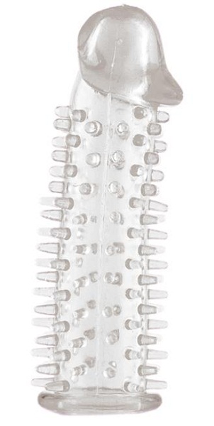 Прозрачная насадка на половой член с закрытой головкой и шипами - 12,5 см. - Toyfa Basic - в Тольятти купить с доставкой