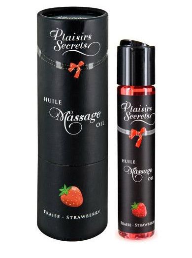 Массажное масло с ароматом клубники Huile de Massage Gourmande Fraise des Bois - 59 мл. - Plaisir Secret - купить с доставкой в Тольятти