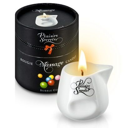 Массажная свеча с ароматом бубль-гума Bougie de Massage Gourmande Bubble Gum - 80 мл. - Plaisir Secret - купить с доставкой в Тольятти