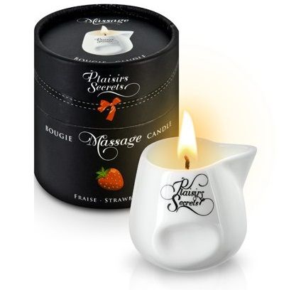 Массажная свеча с ароматом клубники Bougie de Massage Gourmande Fraise - 80 мл. - Plaisir Secret - купить с доставкой в Тольятти