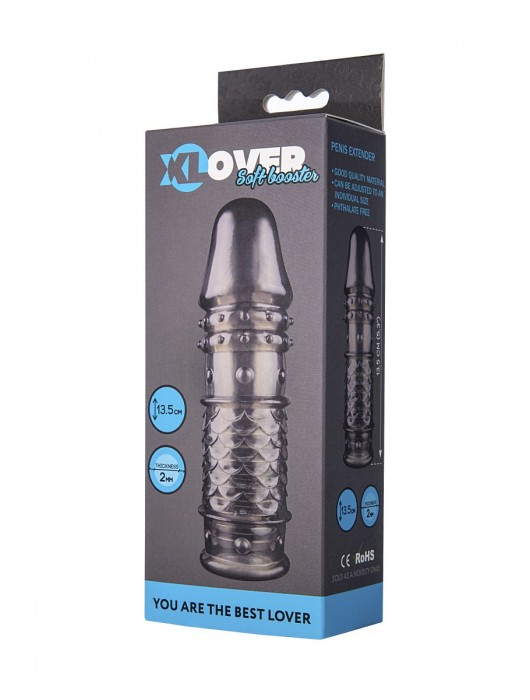 Дымчатая закрытая насадка ToyFa XLover с чешуйками и пупырышками - 13,5 см. - ToyFa - в Тольятти купить с доставкой