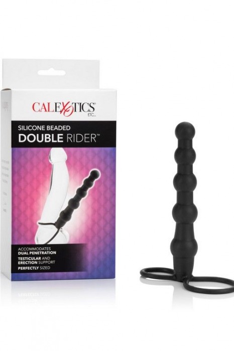 Насадка на пенис для двойного проникновения Silicone Beaded Double Rider - 14 см. - California Exotic Novelties - в Тольятти купить с доставкой