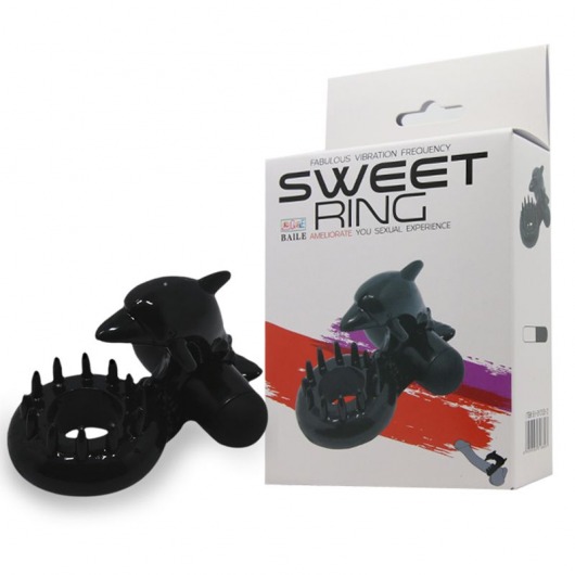 Чёрное эрекционное виброкольцо Sweet Ring с дельфинчиком - Baile - в Тольятти купить с доставкой