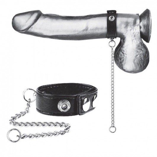 Утяжка на пенис с поводком Snap Cock Ring With 12  Leash - BlueLine - купить с доставкой в Тольятти