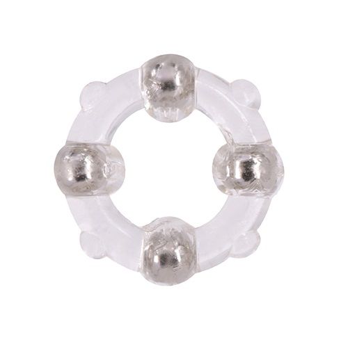 Эрекционное кольцо с 4 бусинами MENZSTUFF STUD RING CLEAR - Dream Toys - в Тольятти купить с доставкой