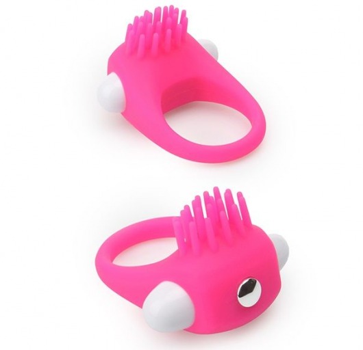 Розовое эрекционное кольцо с щеточкой LIT-UP SILICONE STIMU RING 5 - Dream Toys - в Тольятти купить с доставкой