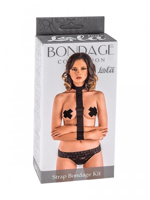 Ошейник с длинной лентой и наручниками Strap Bondage Kit One Size - Lola Games - купить с доставкой в Тольятти