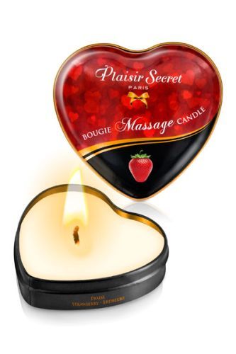 Массажная свеча с ароматом клубники Bougie Massage Candle - 35 мл. - Plaisir Secret - купить с доставкой в Тольятти