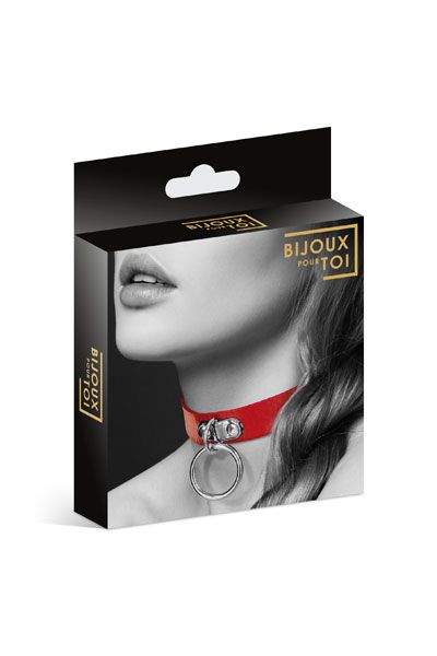 Красный узенький чокер с кольцом - Bijoux Pour Toi - купить с доставкой в Тольятти